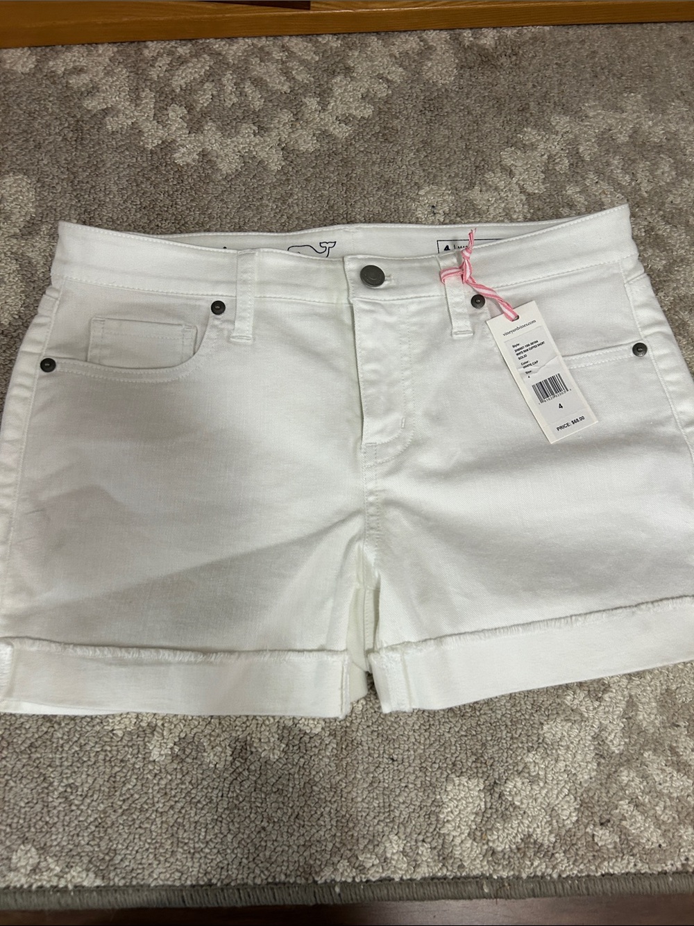 Vineyard Vines White Denim Roll-Up Jean Shorts